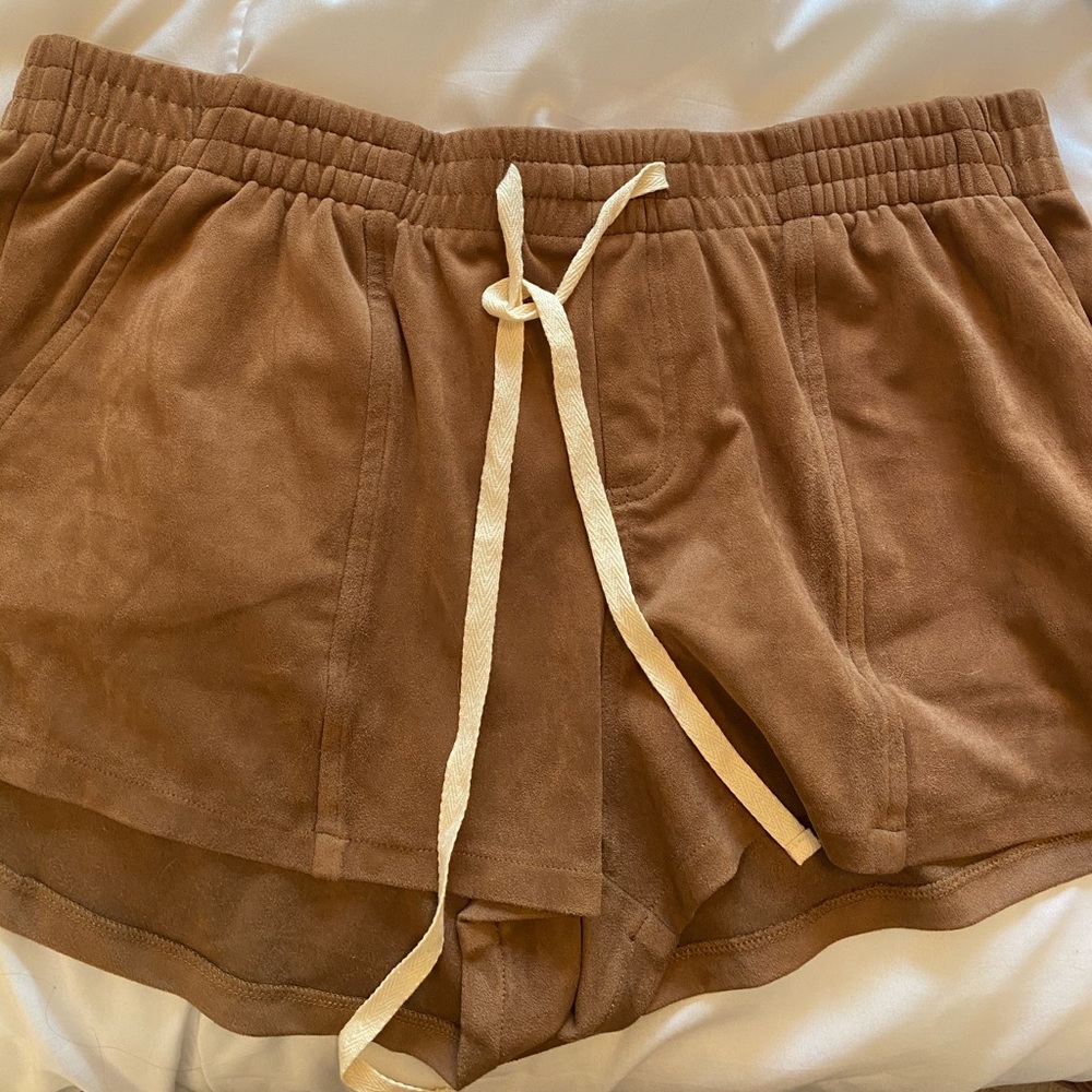 Suede brown shorts